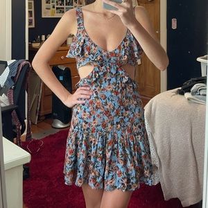 Floral cutout tie-back dress